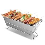 Charcoal Grills, BBQ Grill Unfold Use Stainless Steel Folding Charcoal Stove Suitable 2 to 3 People