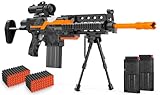 Elektrisches Spielzeuggewehr für Nerf Sniper mit Zielfernrohr, 3 Modi, wiederaufladbar, mit Zweibein, 2 Magazinen & 100 Darts – Geschenk für Jungen ab 6 Jahren