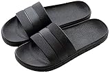 Herren/Damen Badeschuhe Hausschuhe Slippers Sommer Slide Pantoletten Badelatschen Strand Indoor/Outdoor rutschfest Baden Unisex Einfarbig,Schwarz,42-43 EU