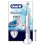 Oral-B Pro Junior Frozen Elektrische Zahnbürste/Electric Toothbrush für Kinder ab 6 Jahren, 2 Aufsteckbürsten, 360°-Andruckkontrolle, 2 Putzmodi inkl. Sensitiv für Zahnpflege, weiche Borsten, weiß