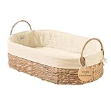 Geuther Moses Korb klein | Babynest mit Tragegriff | Babynestchen Neugeborene mit Matratze & Baumwollbezug | Mobiles Babybett | Nachhaltig & langlebig | Nestchen Baby | Moseskorb Baby in Beige