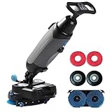 Gewerbliche Scheuersaugmaschine, leichte elektrische Bodenreinigungsmaschine mit 43 cm Reinigungsbreite, rotierenden Doppelbürsten, 360° drehbarem Kopf, multifunktionale Bodenpoliermaschine Grey