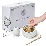 Regal Trunk Matcha Tee-Set - Keramik-Teeschale in traditioneller Größe, Schneebesenhalter und Sieb - Komplettset für die japanische Teezeremonie Matcha - 5-teiliges Matcha-Komplettset