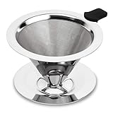 hanmir Kaffeefilter,Kaffeefilter Edelstahl,Wiederverwendbarer Kaffeetropfer,Permanent Kaffee Dripper für 1-2 Tassen,Papierloser Kaffeefilter ideal für Filterkaffee