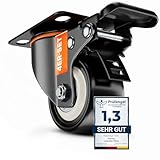 PEARWAY™ Premium Schwerlastrollen bis 320kg [4x Bremse] I Robuste Möbelrollen I Rollen für Möbel I Lenkrollen 50mm für Innen & Außen I Transportrollen Schwerlast I Rollen Schwerlast I Möbel Rollen