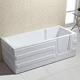 Sanotechnik freistehende Badewanne - PAROS - Einstieg rechts - Seniorenbadewanne mit leichtem Einstieg - Maße: 170 x 76 x 61 cm, Badewanne mit Acryl Türe, weiß