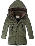 Vogstyle Jungen Winterjacke mit Kapuze Jacken Blouson Kinder Kapuzenparka Warm Blouson Wintermantel, Army Grün, 8-9 Jahre/Körpergröße 130-140 (Herstellergröße: 140)