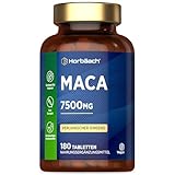 Maca Root 7500mg | 180 vegane Tabletten (keine Kapseln) | Peruvian Maca Wurzel Hochdosiert | von Horbaach