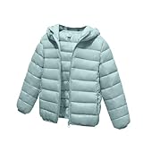 AYSDSKI Unisex Kinder Steppjacke Einfarbig Full Zip Winterjacke mit Kapuze Winter Warm Daunenjacke Jungen Mädchen Leicht Wintermantel Baumwolljacke mit Taschen