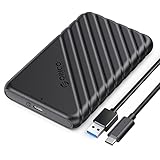 Festplattengehäuse 2,5 Zoll, ORICO 6Gbps USB C 3.1 Gen 1 Festplatten Gehäuse für 9.5mm 7mm 2.5 Zoll SATA SSD HDD, UASP Trim unterstützt, mit USB 3.1 Kabel, Werkzeugloses Externe SSD Gehäuse(Schwarz)