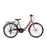 S’COOL Kinderfahrrad-20 Zoll-Mädchen-SCOOL Chix K6-6-Gang-Coral-Dark-Red-Kettenschaltung (Coral, 24 Zoll)