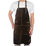 REDSALT® Premium Lederschürze 100% Büffel Wild Leder 84x62cm braun | Profi BBQ Grillschürze Arbeitsschürze Küche Gastronomie Bar Barista | Kochschürze Küchenschürze Schürze Geschenke für Männer