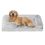 HMTOPE Orthopädisches Hundebett, Hundesofa, hohen Rand, Hundekissen, Hundekorb, Abnehmbar und waschbar, Mittelgroße Hunde, Grosse Hunde, 106 x 80 x 20 cm, Hellgrau
