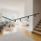 BRILONER - Schienensystem Rail Komplettset, 4x GU10 Spots schwenkbar, 2x GU10 Pendel, L-Form, Lichtschienensystem Decke, Strahler Schiene, Deckenlampe, Deckenleuchte, Spotlight, 2,25m, Schwarz