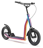 STAR SCOOTER Kinder Tret Roller ab 7 Jahre | City Kick Scooter Luftreifen Höhenverstellbar 12 Zoll New Gen | Chrom