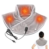 Nacken- und Schulter-Wärmekissen, Afenau Nackenwärmkissen zur Schmerzlinderung mit 3 Heizstufen + Timer, USB-Aufladung Beheizter Schulterwickel, Beheizter Nackenwärmer für Schmerzen - Grau