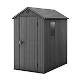 Keter Gerätehaus Darwin 4x6, Grau, Außenmaße 184,5x125,8x205cm, wartungsfrei, wetterfest, wasserdicht, mit Unterboden