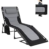 LIFERUN XXL Sonnenliege klappbar, 199×66×35 cm Liegestuhl mit 5-Fach Verstellbarer Rückenlehne, extra Große Gartenliege bis 150 kg, Strandliege, Relaxliege, Campingliege, Liege für Outdoor