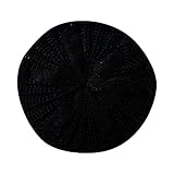 Baskenmützen Frauen Soild Kopfbedeckung Outdoor Stretch Turban Hut Wolle Stricken Haarausfall Kopftuch Wrap Ski Lustig (Black, One Size)