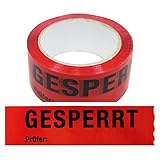 1 Rolle Klebeband Gesperrt, Prüfer: 50 mm x 66 lfm Absperrband Paketband Packband Warnband Hinweisklebeband