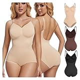 ZPFDSG Shapewear Damen Low Back Bodysuits Shapewear for Frauen Offener Schritt Body Shaper Nahtlose(Black,XL)