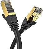 Veetop Cat8 LAN Kabel 0,25m 0,5m 1m 2m 3m 5m 10meter 15meter 20meter 30meter 50meter Netzwerkkabel Ethernetkabel Internetkabel Superschnell Flexibel und Robust mit Vergoldetem RJ45 Schwarz