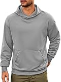 Runcati Herren Kapuzenpullover Langarm Regular Fit Hoodie Einfarbig Leichte Sweatshirt Casual Sport Training Oberteile mit Kängurutasche Grau M