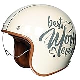Offener Motorradhelm, Motorradhelm Im Vintage-Stil, Jethelm Für Roller-Moped, Einziehbarer Sonnenschutz Und Herausnehmbares Innenfutter, ECE/DOT-Geprüft C,L(57-58CM)