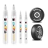 Altaroo 4 Stück Reifenstift, Reifen Stift Weiß Wasserfest 1mm & 3mm, Weissreifenstift Weis Wasserfest Große Kapazität für Auto Motorrad Reifen, Glas, Metall, Gummi