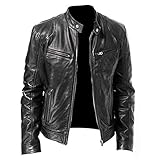 Generisch Lederjacke Herren Echtleder Motorrad Jacke Herren Pilotenjacke Vintage Freizeit Lederblouson
