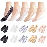Landrain 10 Paar Füßlinge Damen, Füsslinge Unsichtbare Damen 34-38, Spitzen Söckchen