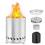 AOOSU Rauchfreie Feuerschale, Tischfeuerstelle aus Edelstahl, Kocher Camping Holzofen Mini Tischkamin Outdoor Holzofen Betrieben mit Reisetasche, Hobo Kocher für Camping, Outdoor, Garten (20cm x 13cm)