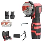 Professioneller 18V Akku Winkelschleifer (2 Trennscheiben, 10 mm Schnitttiefe, 2x1,5Ah Akkus und Ladegerät), Akku-Winkelschleifer 18 V, 2 + Ladegerät, mit Rot