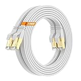 Surplay Cat8 Ethernet-Kabel, 6 m, Weiß, 40 Gbit/s, Internet-Netzwerk-Patchkabel, solider Leiter, geschirmtes und Erdungskabel, vergoldete RJ45 Cat 8 LAN-Leitung mit Kabelbinder für PS5, Router, 2