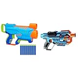 Nerf Elite Jr. Explorer Easy-Play Blaster, kann einfach geladen und abgefeuert Werden & Elite 2.0 Commander RD-6 Blaster, 12 Nerf Darts, 6-Dart Rotationstrommel