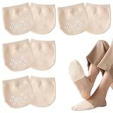 ZOCONE 4 Paar Zehlinge Damen Füßlinge Atmungsaktive Halbe Socken mit Rutschfestem Silikonpunkte Halbsocken Unsichtbare Zehensocken Damen Baumwollen Zehentopper Socken Für High Heels Ballett