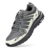 FitVille Extra Weit Wanderschuhe Herren Wasserdicht Wanderhalbschuhe Outdoor Schuhe mit Fußgewölbestütze Schiefergrau/Beige 42.5 EU Weit