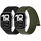 Yoohoo 2 Stück Nylon Armband Kompatibel mit Apple Watch Armband 49mm 46mm 45mm 44mm 42mm 41mm 40mm 38mm Damen Herren,Sport Loop Ersatzarmband für iWatch Band Series 10 9 SE Ultra 8 7 6 5 4 3 2 1