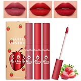 3 Stück Matt Flüssiger Lippenstift Set Flüssiger Nudetöne Lippenstift Non-Stick Cup Non Fade Long-Lasting Wasserdichtes Lip Gloss Lippenstift Set Makeup Set Gift For Women