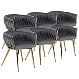 MEBEL ELITE - Esszimmer Stühle in Velourstoff 6er Set - Esszimmerstühle Grau 54 x 73 x 65 [cm] - Küchenstühle Modern - Weiche Esstischstühle - Stabile Essstühle, leicht zu reinigen