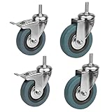 Bohaner 4 Stück Transportrollen Schwerlastrollen 75mm Lenkrolle drehbar Industrierollen (2 mit Bremsen und 2 ohne) Möbelrollen Strandkorbrollen Räder für Palettenmöbel