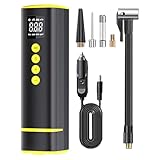 Schnurloser Luftkompressor - Reifeninflator für Motorradfahrradfahrradauto -Kugeln | Kompakte 12 -V -Elektropumpe mit 19 Zylinderleistung, digitaler Manometer, schnelle Inflation und Ruhe