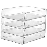Humyoun Papier-Organizer, Briefablage, stapelbar, Kunststoff, 32 x 27 x 7 cm, transparenter Papierhalter, Aktenablage für Schreibtischzubehör, Büroorganisation und Aufbewahrung, 4 Stück