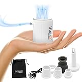 Technaxx Mini-Akku-Luftpumpe TX-261 mit 1360 mAh Akku zum Aufblasen von Luftmatratzen, aufblasbaren Betten, Kissen, Schwimmringen und Spielzeug - 5 Düsen, Ladekabel, Aufbewahrungstasche