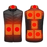 UHouse Beheizbare Weste Damen Und Herren Winter Einstellbare Heizweste mit 9 Heizzonen Beheizte Westen Beheizbar Steppweste mit Stehkragen Ärmellos Jacke mit Heizung Schwarz 4XL