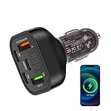 Typ-C-Auto-Adapter, 2 USB-Ports, super schneller Ladeadapter – 3 Typ-C-Anschlüsse, Blitz-Ladegerät, Autozubehör für LKW, SUV, Auto