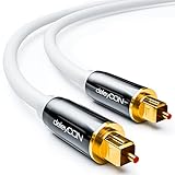 deleyCON 2m Optisches Digital Audio Kabel - S/PDIF - 2x Toslink Stecker - LWL Lichtwellenleiter Kabel Metallstecker 5mm Flexibel - Weiß