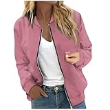 YOSUWOAI Bomberjacke Damen Einfarbig Kurz Coat Leicht Luftig Blouson Jacke mit Reißverschluss Casual Sportlich Bikerjacke Dünne Übergangsjacke College Pilotenjacke Outwear Fliegerjacke