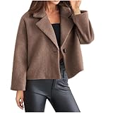 Warehouse deals angebote rückläufer Kurz Wollmantel Damen Rever Knöpfen Mantel Einfarbig Blazer Jacke Trendiges Winterjacke Leichte Wolljacke Essentials Übergangsjacke Winter Freizeitjacke