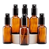 Yizhao Braun Sprühflasche Glas 30ml, Sprühflasche Klein Glas mit [Zerstäuber], für Ätherisches Öle,Kosmetik, Apotheker, Reinigung,Aromatherapie, Massage, Haare – 6Pcs